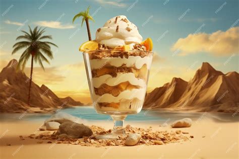 Vanilla Ice Cream Oasis Cool Escape Premium Ai Generated Image