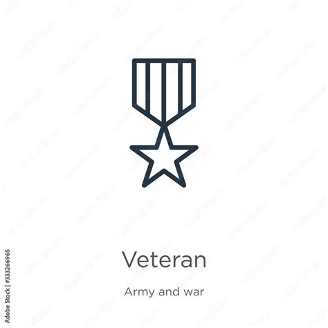 Veteran Icon Thin Linear Veteran Outline Icon Isolated On White
