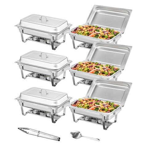 Vevor Chafing Dish Buffet Set 8 Qt 4 Pack Stainless Chafer W 4 Full
