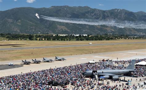Visitors Were Treated To Expolsions Simulating F 16 Bomb Runs During The Warriors Over The Wasatch Air Show And Open House June 26 At Hill Air Force Base Utah The Air Show And