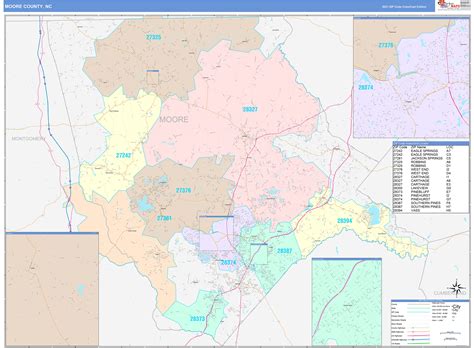 Wall Maps Of Moore County North Carolina Marketmaps Com