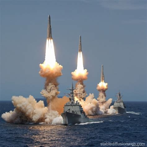 Warships Launching Ballistic Missile Stable Diffusion Online