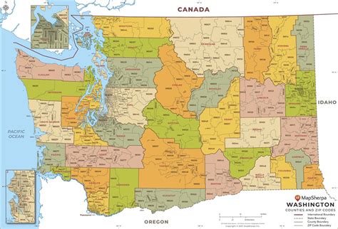 Washington State Zip Code Map Metsker Maps Washington State Zip Code Map Metsker Maps
