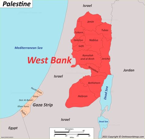 West Bank Location On The Palestine Map Ontheworldmap Com