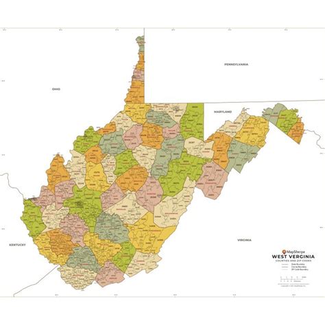 West Virginia Zip Code Map Stanfords