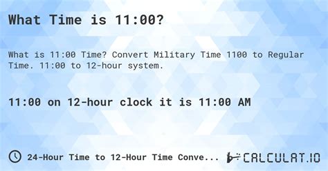 What Time Is 11 00 Calculatio