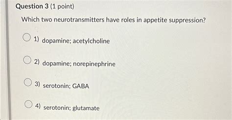 Neurotransmitters for Appetite Suppression Uncovered