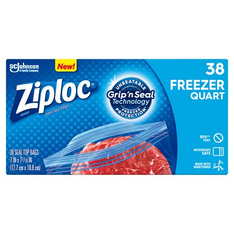 Ziploc Heavy Duty Freezer Bags 7 X 8 Quart Size 38 Bx